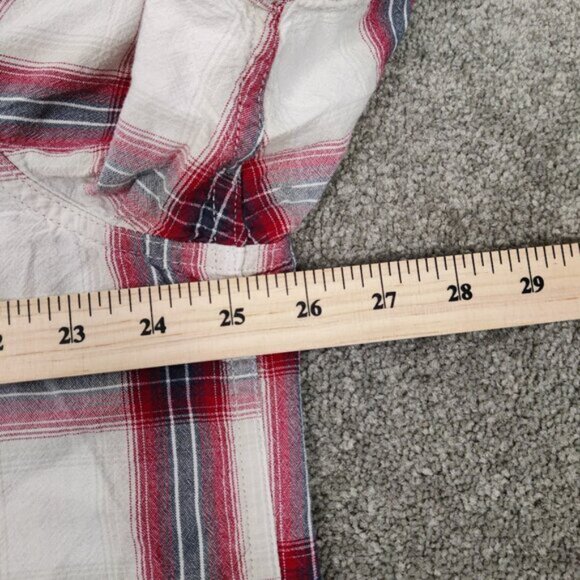 Carhartt Men's Button Down Shirt in Red Cream Size XL Plaid 100% Cotton Gorpcore - Picture 6 of 8
